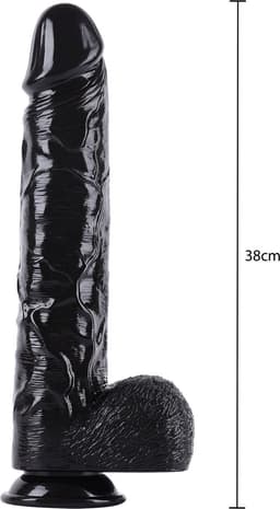 Dong XXXL 38cm - Extreme Grote Dildo 38 cm - Zwarte Dildo - Diameter 7 cm — thumbnail 3