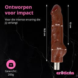 Eroticon Bruine Dildo David - 18.5cm Lang - Tot wel 5cm Dik - Opzetstuk voor Eroticon Seksmachine - Accessoire - 3XLR opzetstuk — thumbnail 2