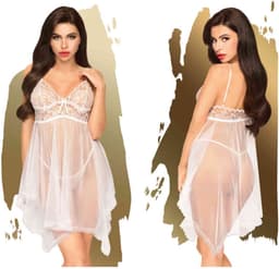 Penthouse Lingerie Naughty Doll - Erotische Babydoll - Maat L/XL - Wit — thumbnail 11