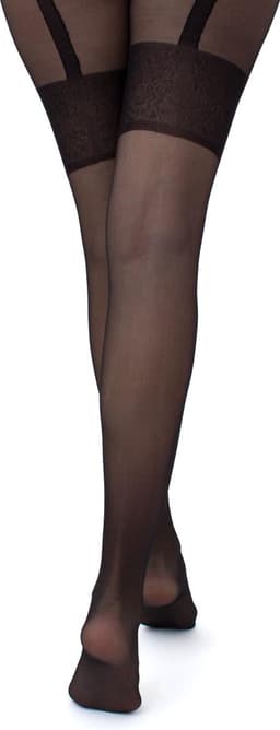 GIULIA Panty - Intimo Noir 20 - Open Kruis Panty - Suspender Panty - Ingebreid Boord - Platte Naden - Versterkte Teen - 20 Den - Large - Zwart — thumbnail 7