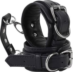 Banoch | enkelboeien van pu leer | zwart / zilver| bondage — thumbnail 6