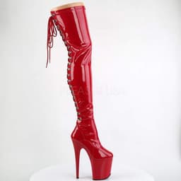 Flamingo-3063 hoge overknee stiletto laars met veters en extreem hoog plateau glanzend rood - Fetish Exotic Dancing - (EU 36 = US 6) - Pleaser — thumbnail 2