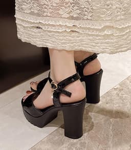 Sandalen met Plateau - Hoge Hakken - Feestelijke Gelegenheden - Verstelbare Enkelband - 10cm Hak 3cm Plateau — thumbnail 3