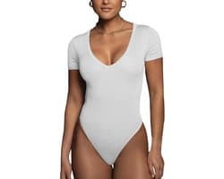 Dames Body met Korte Mouwen en V-Hals - Nauwsluitend en Elastisch Shirt