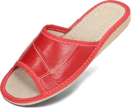 Dames Slippers Echt Leer Open Teen Zomer Zacht Voetbed Verschillende Kleuren — thumbnail 4