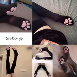 Kawaii Poot Kostuum Set - 3D Vingerloze Kat Klauw Handschoenen en Sokken voor Dames — thumbnail 6