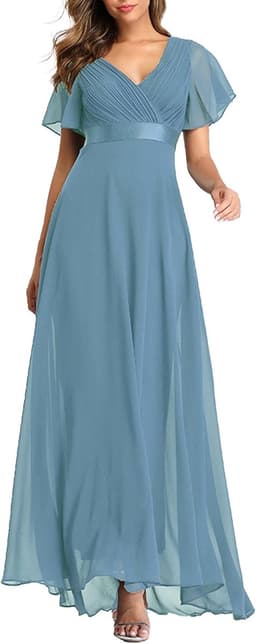 Avondjurk Dames - Feestjurk Maxi - Bruiloft Gast - V-hals Chiffon — thumbnail 7