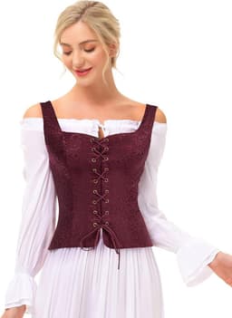 Corset Top Renaissance Piraten Kostuum Dames met Vetersluiting — thumbnail 3