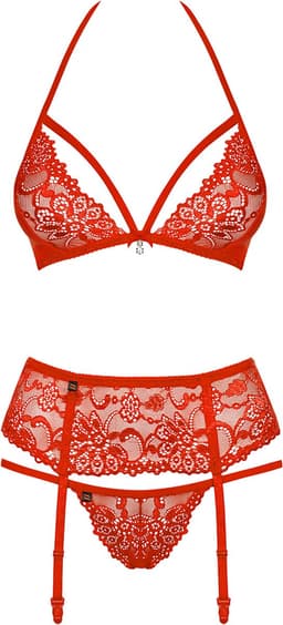 Obsessive Lingerie set met Jarretels – Erotische Lingeriset – Maat S/M – Rood — thumbnail 17