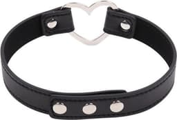 Finnacle - BDSM Choker met Hart - Zwart - PU leer — thumbnail 2