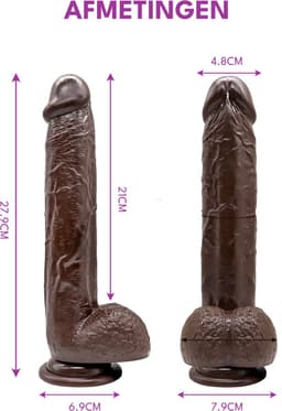 JustFun Dildo XXL - 28 CM - Sex Toys voor Mannen & Vrouwen - BBC - Realistische Dildo met Zuignap - Bruin — thumbnail 9