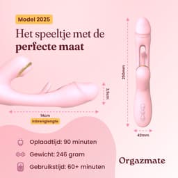 Orgazmate Karins Kietelaar - 3 in 1 Vibrator - Sex Toys voor Vrouwen - Luchtdruk Vibrator - Dildo Vibrator - Clitoris, U & G-spot Stimulator - Seksspeeltjes - 490 Standen - Roze — thumbnail 8