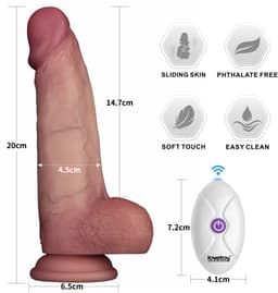 LoveToy - Sliding Skin Vibrerende Dildo Pro II - Met Afstandsbediening - 20 cm - Lichte Huidskleur — thumbnail 10