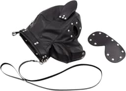 Hondenmasker met Riem – Zwart Lederen Puppy Play Masker – Verstelbaar – Uniseks – BDSM & Cosplay Gear – Kinky Pleasure® — thumbnail 11
