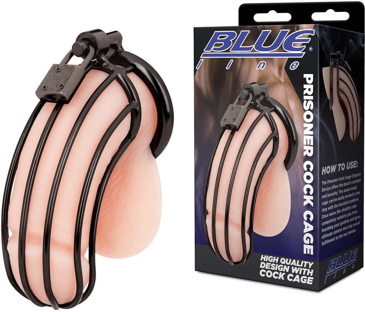 Blueline - Prisoner Cock Cage Kuisheidskooi - Zwart — afbeelding 1