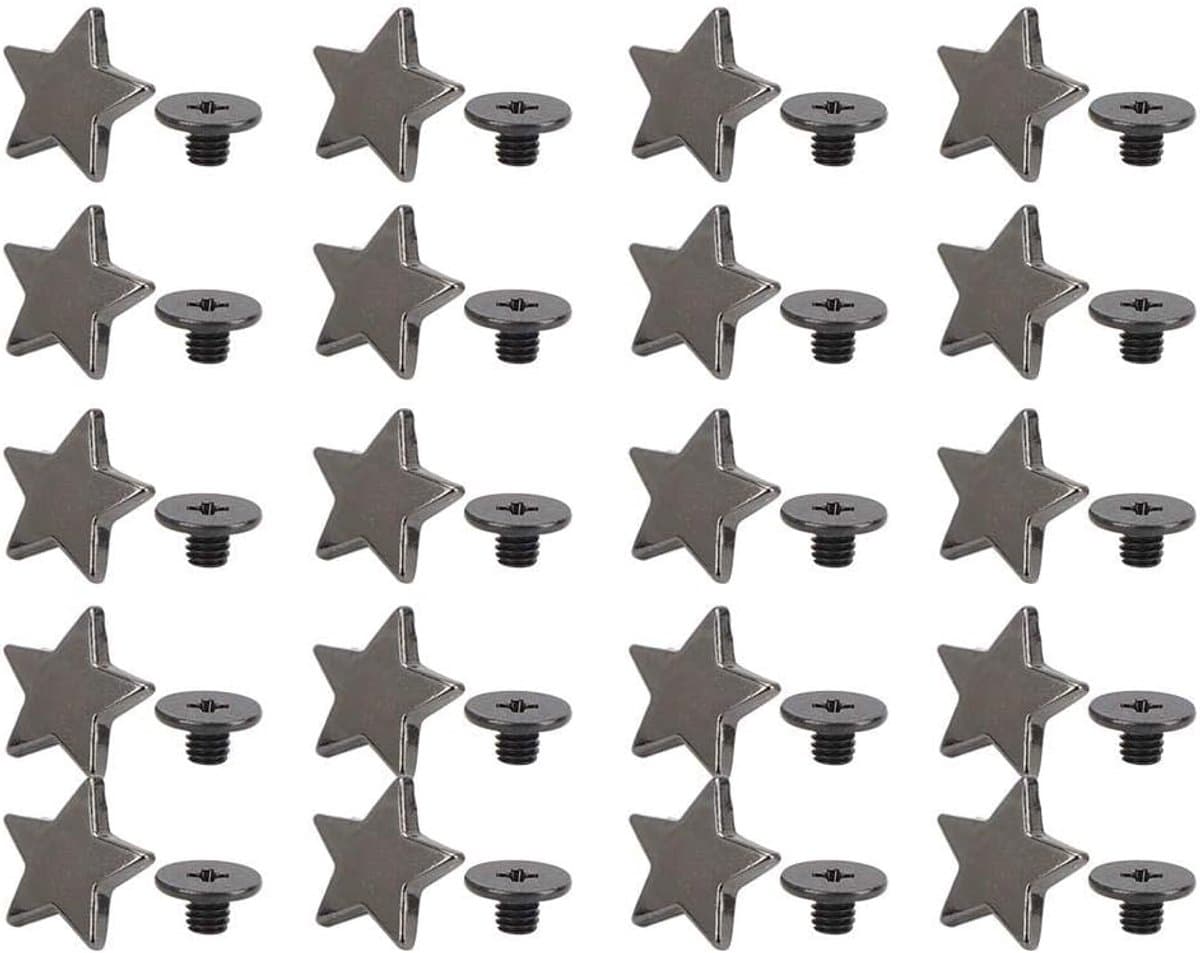 20pcs star shape rivet, star stud button star rivets press studs diy clothes shoes decoration with screws[Black metal color]Rivet pliers — afbeelding 1