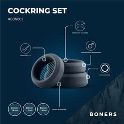 Boners - 3 Delige Cockring Set - Penisring Set voor Mannen - Extra Stimulatie - Buttplugs - Buttplug Set - Anal Plug - Sex Toys voor Mannen - Seksspeeltjes - Penisring - Cockringen - Grijs — thumbnail 14