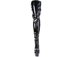 Pleaser - DELIGHT-3055 Plateau overknee Laarzen - US 6 - 36 Shoes - Zwart — thumbnail 2