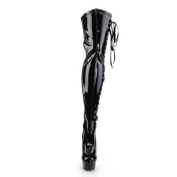 EU 40 = US 10 | DELIGHT-3050 | 6 Heel, 1 3/4 PF Thigh Boot w/Side Ribbon Lace, Side Zip — thumbnail 2