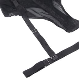 Sexy Lingerie - Luxe Erotische Body met kant - Half open cups - Strapless - Harnas - Shapewear - Jarretelbanden - Bondage look - Strappy Harness – Lingerie Top Teddy - Erotiek - Uitdagend - Valentijnsdag Cadeau Voor Hem & Haar - Zwart - Maat XS-S — thumbnail 3