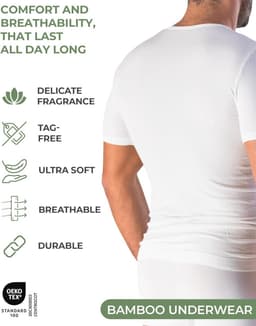 Heren T-shirt van bamboe, ronde hals, naadloos - ademend en comfortabel ondergoed — thumbnail 4