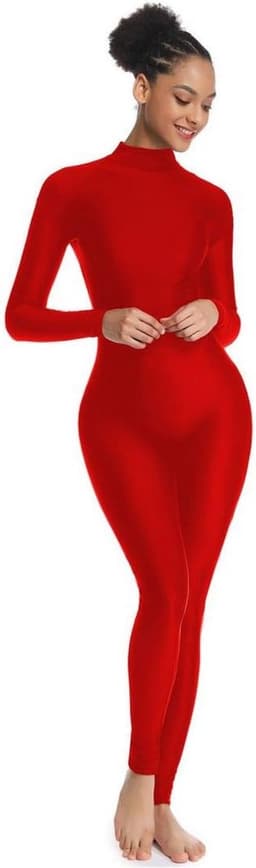 Unisex Full Body Catsuit Dames Turnpakje Hoge Hals Lange Mouwen Spandex — thumbnail 4