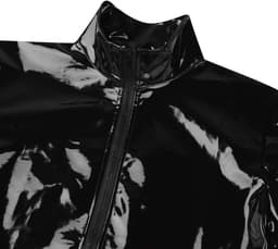 Heren Wetlook Shirt in Laklook met Knoop- en Ritssluiting — thumbnail 4