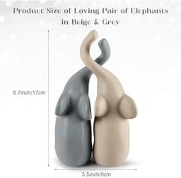 Decoratieve Olifanten Beeldjes Koppels voor Woondecoratie - Beige en Grijs Ornamenten - Set van 2 - Perfecte Cadeau Ideeën voor Valentijnsdag en Verjaardagen — thumbnail 4