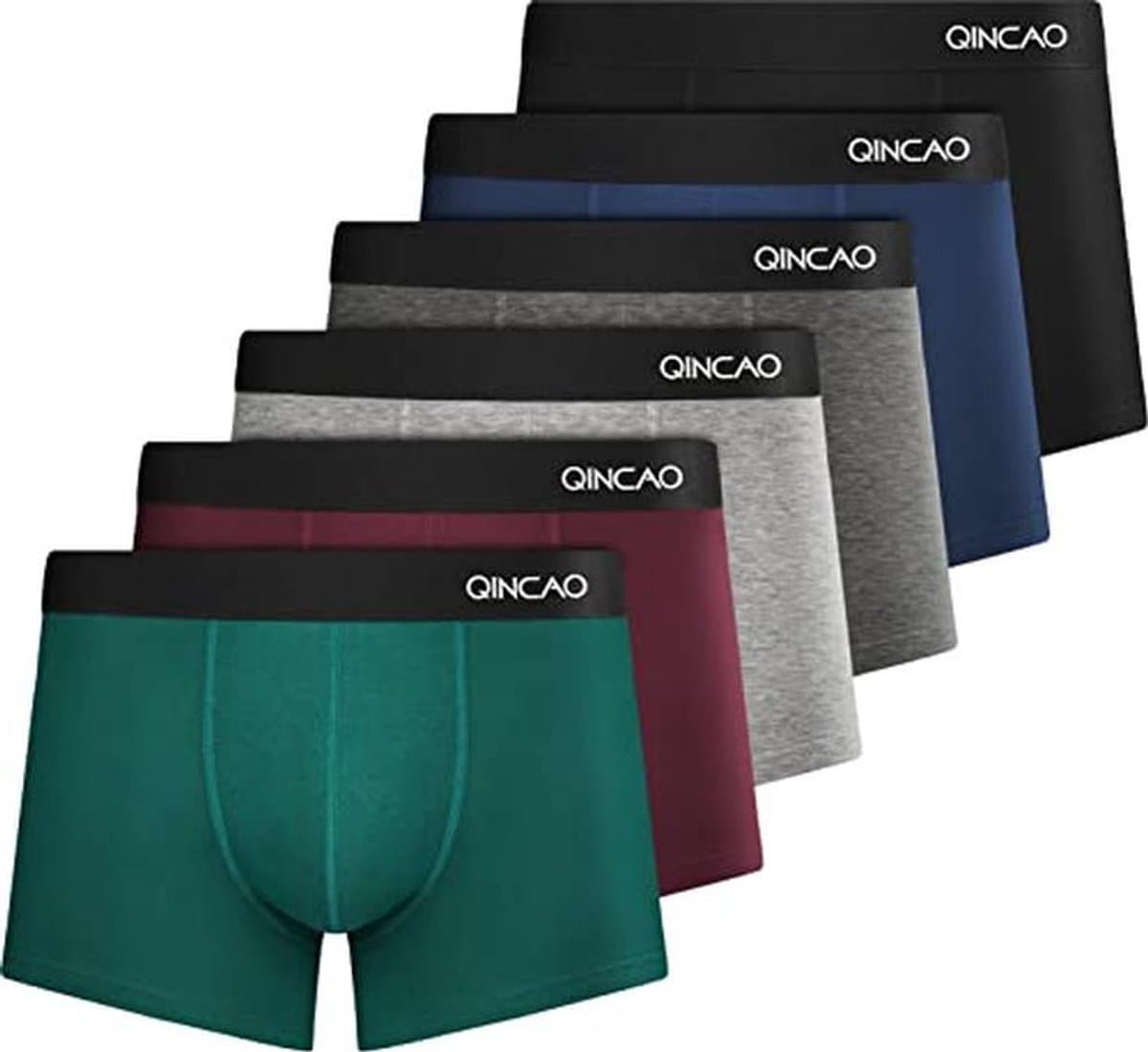 QINCAO boxerbroek voor heren, 6 stuks per pakket, zonder jeukende etiket, onderbroek voor mannen, ondergoed, boxer, katoen — afbeelding 1