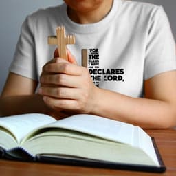 Heren T-Shirt met Christelijke Bijbeltekst en Kruis Symbool — thumbnail 3
