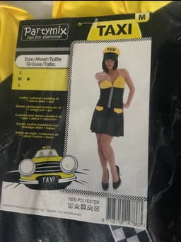 Kinky Taxi Chauffeur Kostuum – Sexy Zwart/Geel Jurkje met Bijpassende Pet – Maat S — thumbnail 2