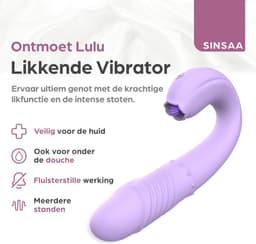 Sinsaa Lulu - Tong Vibrator - Likende Tong Vibrator - Clitoris Zuiger - Dildo Vibrator - Likkende Tong - Bef Vibrator - Clitoris Stimulator - Sex Toys voor vrouwen - 10 Likstanden - 6 Stootstanden - Siliconen - Voor hem - Voor haar — thumbnail 2