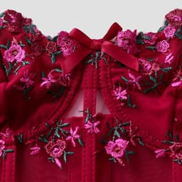 Sexy Lingerie Bustier Dames – Kant Topje met Borduursel – Rood Crop Top — thumbnail 5