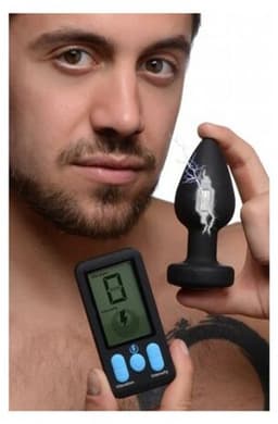 XR Brands E-Stim Pro - Silicone Vibrating Anal Plug + Remote Control black — thumbnail 2