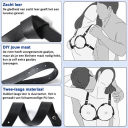 DOWO® - Body Bondage - Borstboeien - Kleding Accessoires - Sexy Lingerie - Erotiek Riem - Bondagesets - SM BDSM - Leer- Harnas Vrouwen - Sextoys voor vrouwen - One Size — thumbnail 2