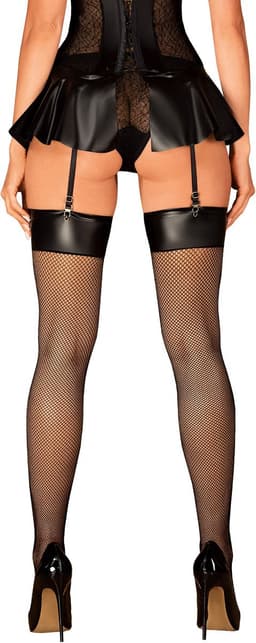 Sexy Zwarte Kousen L/XL wetlook rand — thumbnail 4