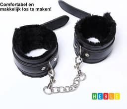 *** Zwarte Pluche Handboeien voor Beginners - Erotische BDSM Speeltjes - van Heble® *** — thumbnail 3