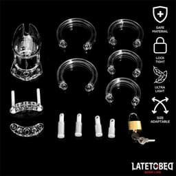 LATETOBED BDSM LINE Chastity Penis Cage Short Clear - Transparante Korte Peniskooi - Kuisheidskooi Kort — thumbnail 5