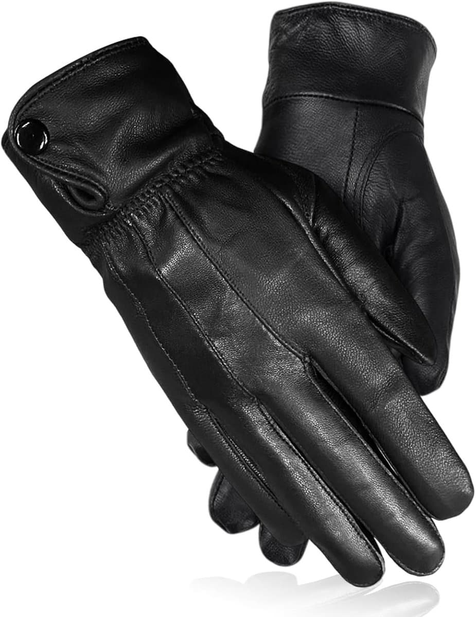 Handschoenen, waterdichte lederen handschoenen, winter zachte warme voering touchscreen sms'en dameshandschoen, heren dames casual rijden motorjurk handschoenen (zwart) — afbeelding 1