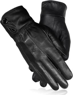 Handschoenen, waterdichte lederen handschoenen, winter zachte warme voering touchscreen sms'en dameshandschoen, heren dames casual rijden motorjurk handschoenen (zwart) — thumbnail 1