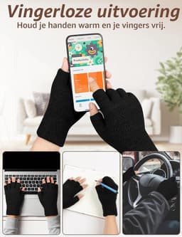 Handschoenen voor heren en dames, winterhandschoenen zonder vingers, uniseks vingerhandschoenen zonder vingertoppen, warm, voor sport, outdoor, kamperen, kamperen — thumbnail 2