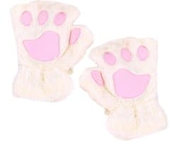 Handschoenen van kattenpoten voor kinderen, warme winterhandschoenen voor meisjes, warme pluche handschoenen zonder vingers, warme winddichte handschoenen, dikke fluwelen handschoenen