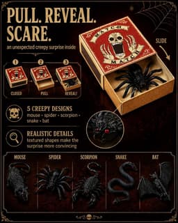 Halloween-decoratie-geschenkdoos, set van 5, griezelige luciferdoosje met rubberen spin, robuust afsluitbaar voor snoep, ideaal als verrassingsdoos voor trick-or-Treat & feest — thumbnail 3