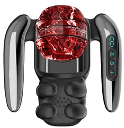 LoveVlijt - Automatische Masturbator voor Mannen - Knijpende en Vibrerende Balzakstimulator - Intense Orgasmes - 9 Stootstanden - 9 Vibratiestanden - 9 Knijpstanden - Bediening via Handgrepen - Draadloos en Oplaadbaar - Inclusief 2 Cockringen - Zwart — thumbnail 2