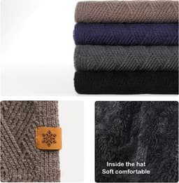 Handschoenen voor heren, 3-delige set, winter, warm, zachte set met touchscreen-handschoenen, muts en sjaal, ideaal cadeau voor heren, Kerstmis of verjaardag — thumbnail 4
