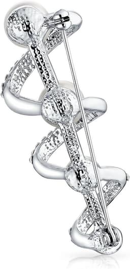 Elegante Bruids Vakantie Marquise CZ Ronde Kristal Wit Gesimuleerde Parel Krans Cirkel Sjaal Broche Pin Voor Vrouwen Bruiloft Goud Verzilverd — thumbnail 3