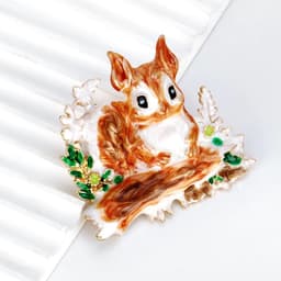 Emaille Eekhoorn Broche Schattig Zinklegering Dieren Spelden voor Vrouwen Jassen Truien Sjaal — thumbnail 5