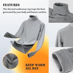 Thermisch ondergoed voor heren, fleece, dubbelzijdig, dun, lange mouwen, trui, winter, warm, baselayer — thumbnail 3