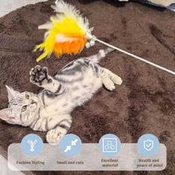 Kattenverenspeelgoed, 3 stuks, teaser reserveveren met bel, veerspeelgoed, kattenveren, Uguete — thumbnail 3