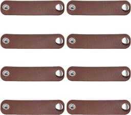 8 stuks Western zijden bandana, schuifsluiting, effen, PU-leer, sjaalhouder, clips, bruin, vintage, zilveren knoop, leer, sjaalgesp, ring voor stropdassen, bagagelabels, etiketten — thumbnail 5